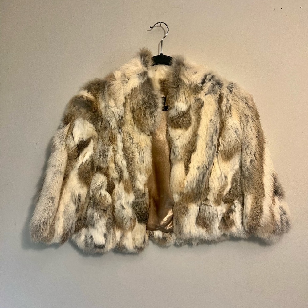 || ADRIENNE LANDAU || RABBIT FUR COAT || AUTHENTIC || VINTAGE || RARE ||